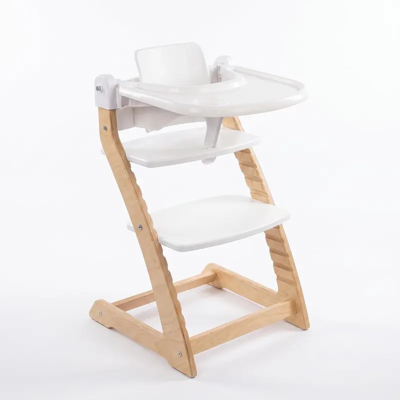Fornel chair with the Baby Set attached: backrest, safety bar and tray
